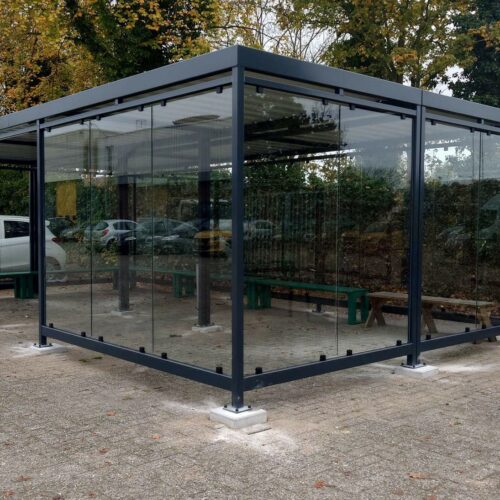Rookoverkapping Myla 158 Moderne glazen rookoverkapping i8x4m